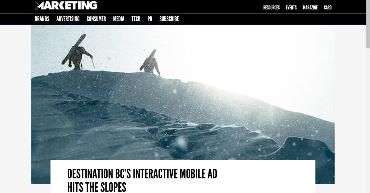 Destination British Columbia’s Interactive Mobile Ad – A 360° Ski Adventure